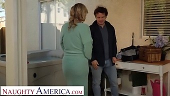 Rachael Cavalli, A Busty Blonde, Seduces And Has Sex With The Maintenance Man While Drinking Lemonade